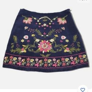 Harper Heritage L dark blue corduroy embroidered skirt